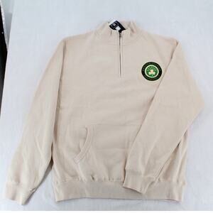Boston Celtics Sweater Mens Large Heather NBA Basketball Pullover Quarter Zip